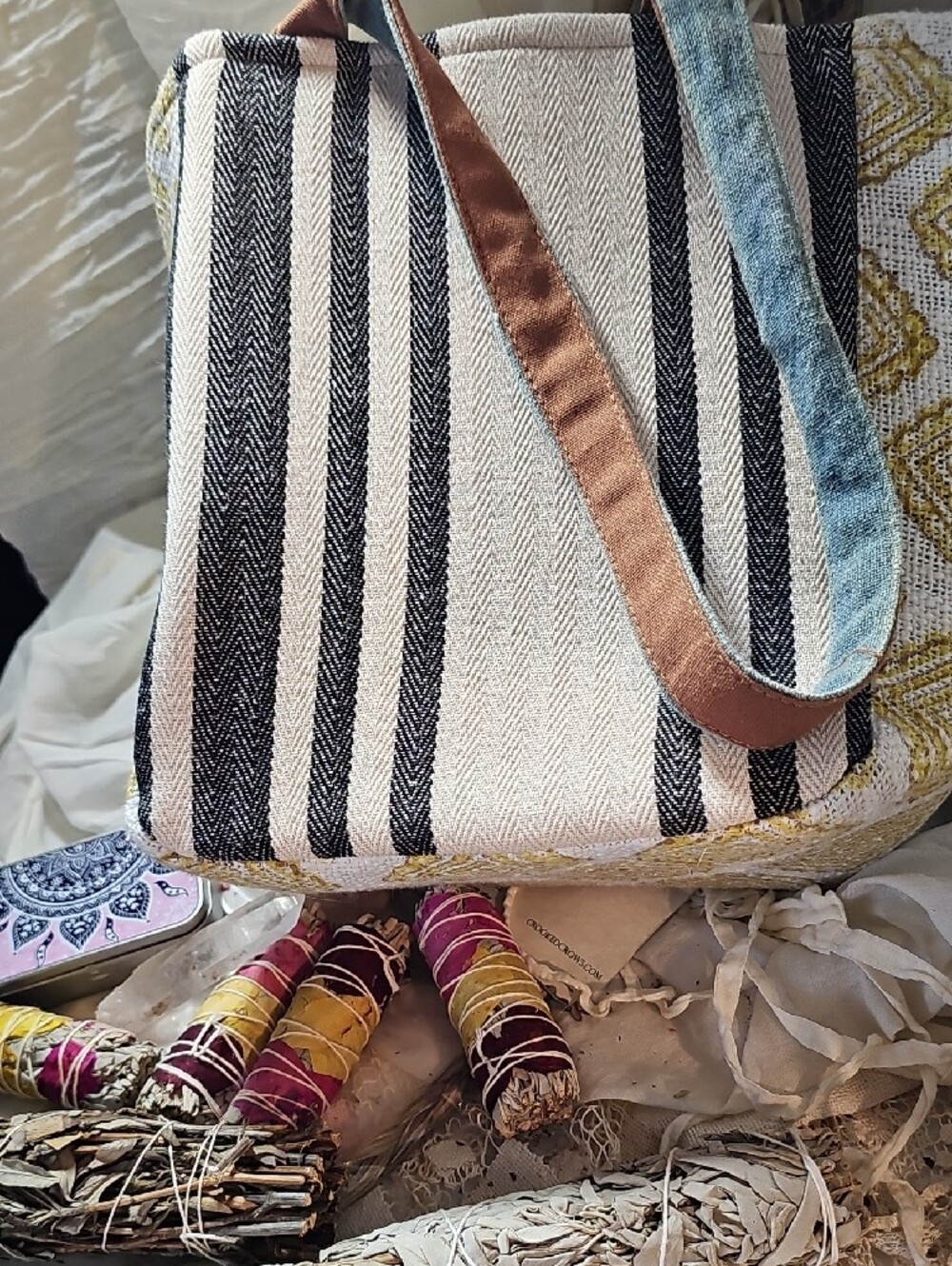 Himalayan Hemp Multicolor Stripe Tote Bag - Picture 7 of 16